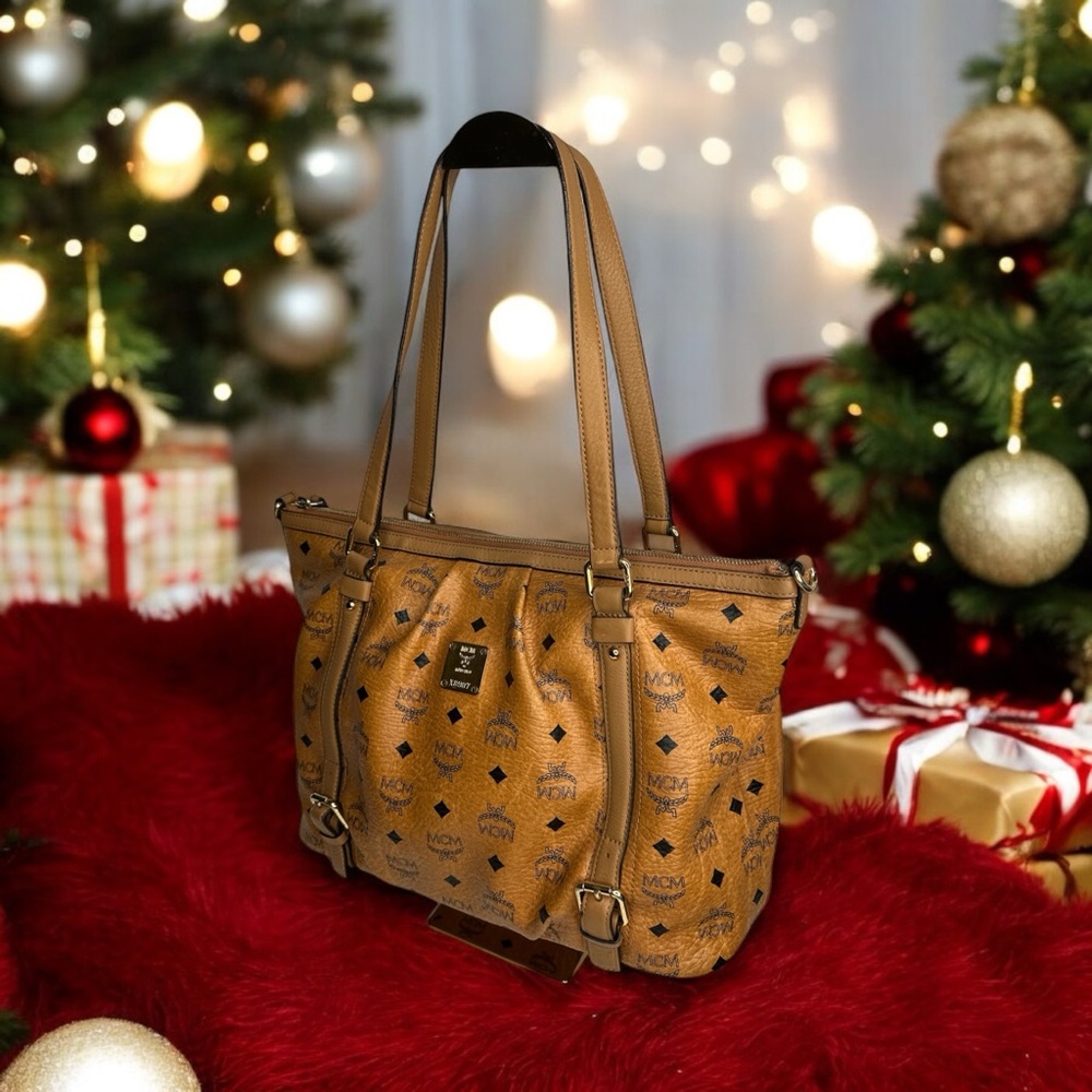 MCM Visetos Cognac Shoulder Bag - Picture 3 of 12